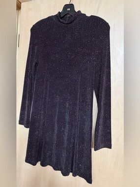 Miss Ashlee XS petite black sparkle party dress